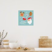 Kerstmis met Kerstman, rendier, ontbijtman Poster (Keuken)