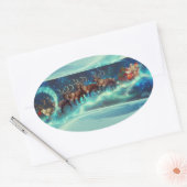 Kerstmis met kerstmis en rendieren ovale sticker (Envelop)