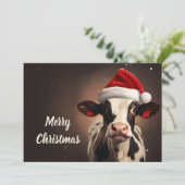 Kerstmis met kerstmis Koe Feestdagenkaart (Staand voorkant)