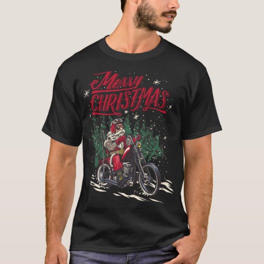 Kerstmis met Kerstmis op de motor T-shirt (Voorkant)