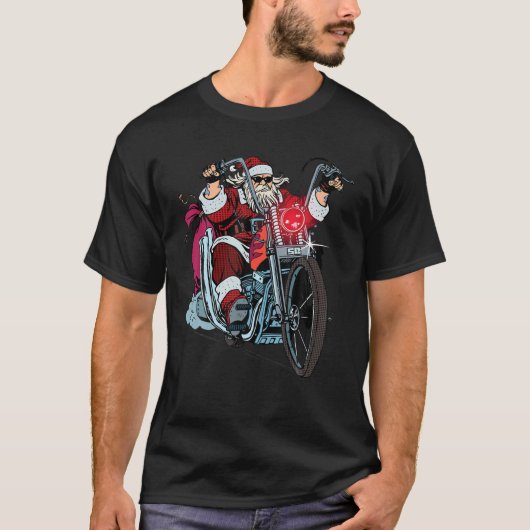 Kerstmis met Kerstmis op de motor T-shirt (Voorkant)
