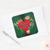 Kerstmis met Kerstmis Vierkante Sticker (Envelop)