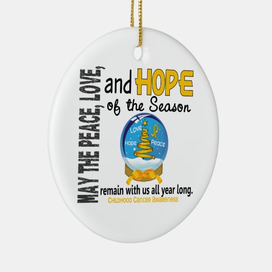 Kerstmis met kinderkanker 3 Sneeuwsieraden Wereldb Keramisch Ornament (Rechts)