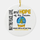 Kerstmis met kinderkanker 3 Sneeuwsieraden Wereldb Keramisch Ornament (Voorkant)
