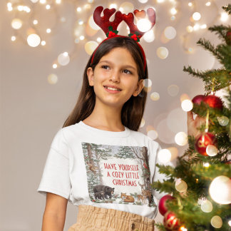Kerstmis met knusse bosdieren t-shirt