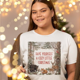 Kerstmis met knusse bosdieren t-shirt