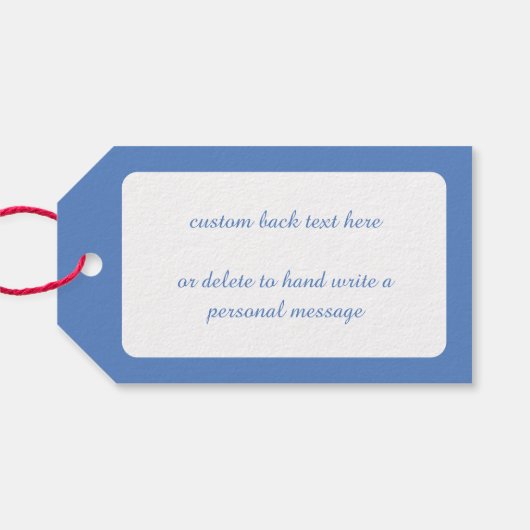 Kerstmis met konijn als kerstman op hol cadeaulabel (Achterkant Horizontaal)