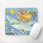 Kerstmis met konijn als kerstman op hol muismat (Met muis)