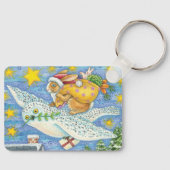 Kerstmis met konijn als kerstman op hol sleutelhanger (Voorkant)