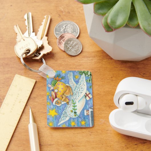 Kerstmis met konijn als kerstman op hol sleutelhanger (Bureau)