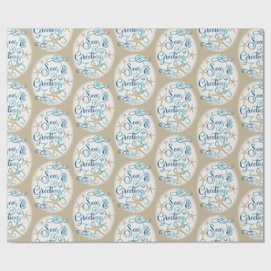 Kerstmis met kuststrand en ZEEEN Cadeaupapier (Vlak)
