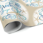 Kerstmis met kuststrand en ZEEEN Cadeaupapier (Rol Hoek)