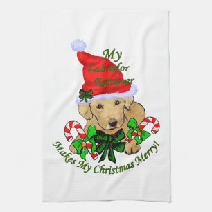 Kerstmis met labrador Retriever Theedoek