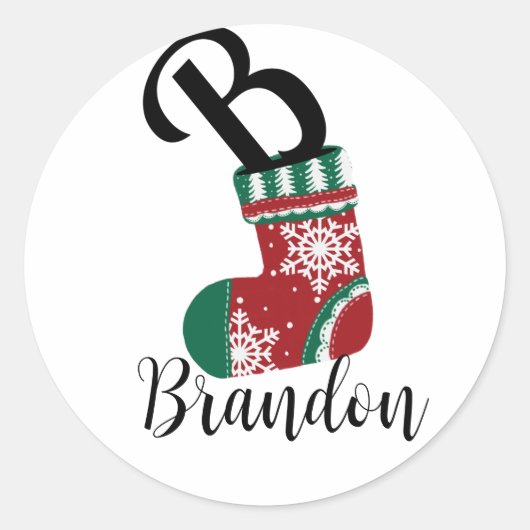 Kerstmis met letter B Ronde Sticker (Voorkant)