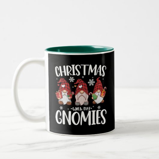 Kerstmis met mijn Gnomen Buffalo Red Pset Gnome Tweekleurige Koffiemok (Links)