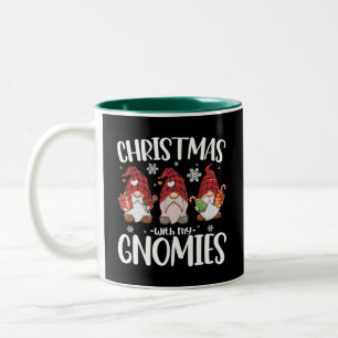 Kerstmis met mijn kabouters Buffalo rood geruit ka Tweekleurige Koffiemok