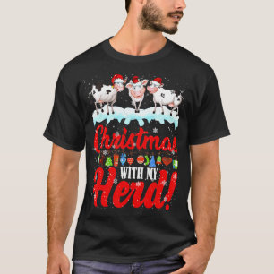 Kerstmis Met Mijn Kudde Kerst Licht Kerstman Koe R T-shirt