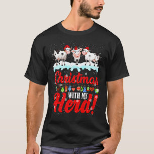 Kerstmis Met Mijn Kudde Kerst Licht Kerstman Koe R T-shirt