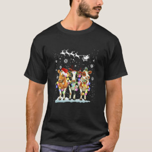 Kerstmis Met Mijn Kudde Licht Kerstman Koe Boer Sn T-shirt
