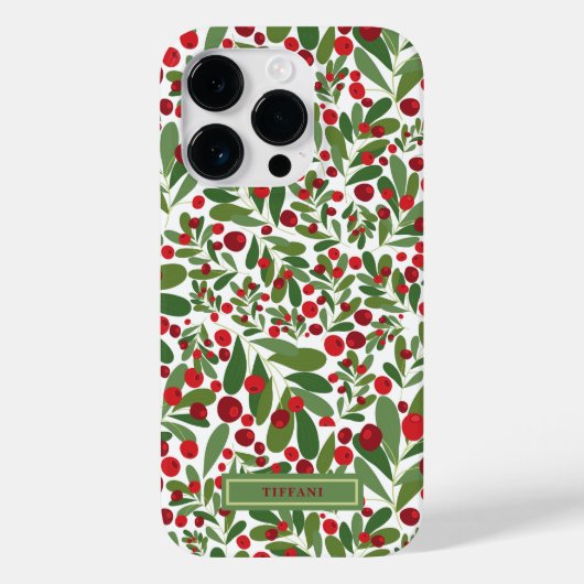 Kerstmis met Mistletoe en Hollyberries Case-Mate iPhone Case (Achterkant)