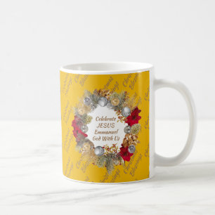 Kerstmis met MONOGRAM Celebrate Jesus YELLOW Koffiemok
