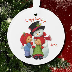 Kerstmis met Mrs Snowman Acryl Ornament