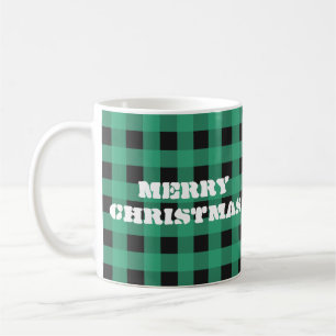 Kerstmis met opdruk van Buffalo geruite monogram Koffiemok