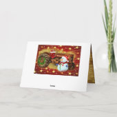 Kerstmis met oude rode landbouwtractor feestdagen kaart (Achterkant)