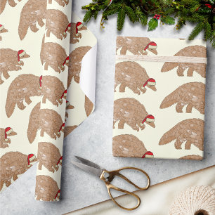 Kerstmis met pangolin bedreigde dierrechten cadeaupapier