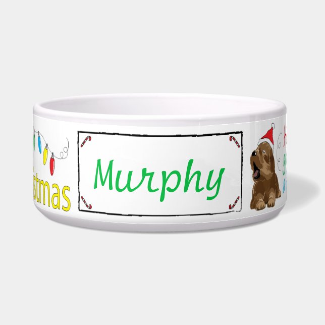 Kerstmis met Pet Bowl "Furry Little Kerstmis" Voerbakje (Voorkant)
