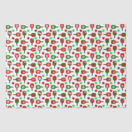 Kerstmis met Pickleball Red Green Paddles Balls X- Tissuepapier