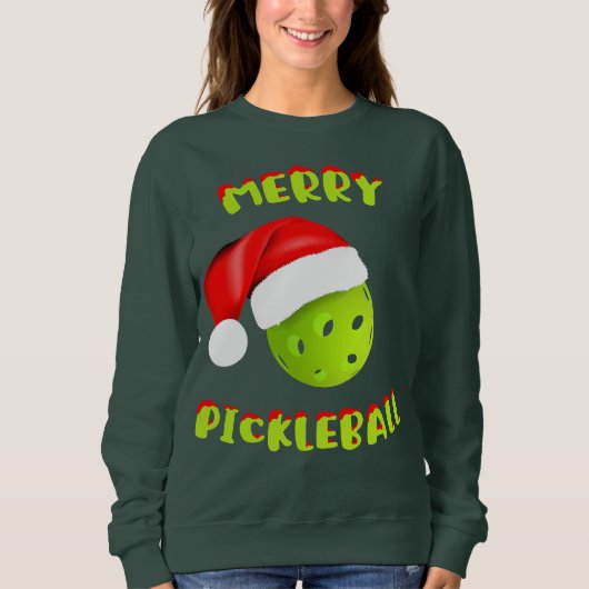 Kerstmis met Pickleball Santa Hat Pickleball Playe Trui (Voorkant)