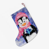 Kerstmis met pinguïn kleine kerstsok (Achterkant (Hangend))