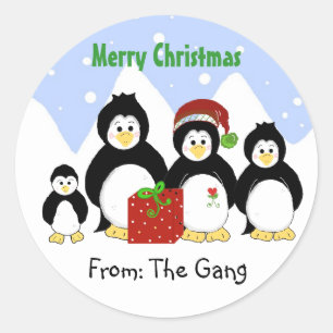 Kerstmis met Pinguïn van Ons Allen Ronde Sticker