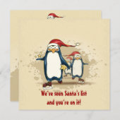 Kerstmis met pinguïns kerstfeest kaart (Voorkant / Achterkant)