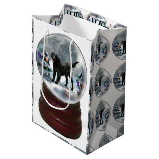 Kerstmis met platte coating medium cadeauzakje (Voorkant Gekanteld)