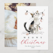 Kerstmis met poes waterverf kat aangepaste huisdie