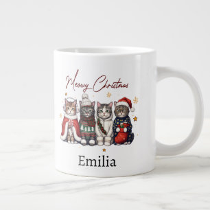 Kerstmis met poezen Cute Cats Kerst Persoonlijk Extra Grote Beker