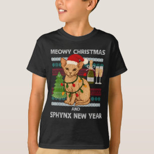 Kerstmis met poezen grappige Sphynx kat kerstmuts  T-shirt