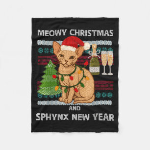 Kerstmis met poezen Moppige Sphynx Kat Kerstmannen Fleece Deken