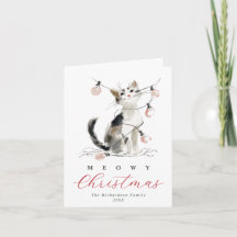Kerstmis met poezen Waterverf Kat & Lichtjes