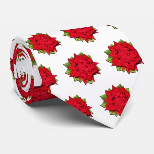 Kerstmis met Poinsettia Flower Stropdas (Opgerold)