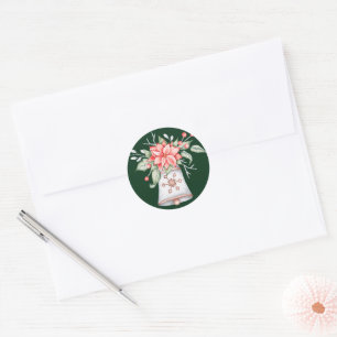 Kerstmis met poinsettia ronde sticker