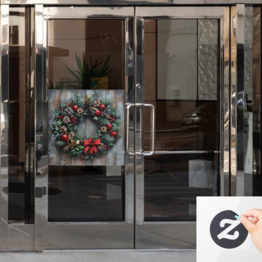 Kerstmis met raam raamsticker (Kantoordeur)