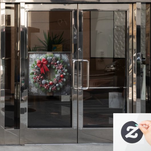 Kerstmis met raam raamsticker (Kantoordeur)