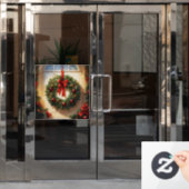 Kerstmis met raam raamsticker (Kantoordeur)