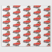 Kerstmis met Red Truck Cadeaupapier (Vlak)