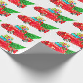  Kerstmis met Red Truck Cadeaupapier (Hoek)