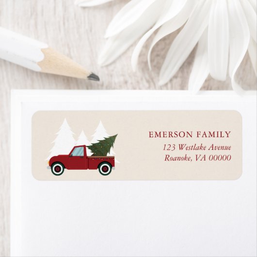  Kerstmis met Red Truck Etiket (Insitu)