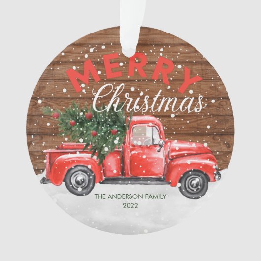  Kerstmis met Red Truck Ornament (voorkant)
